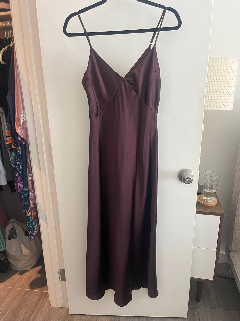Azalea Plum Satin Slip Dress